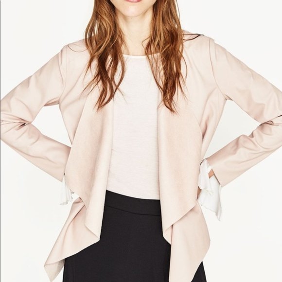 Zara Blush Pink Faux Leather Jacket - Picture 4 of 6